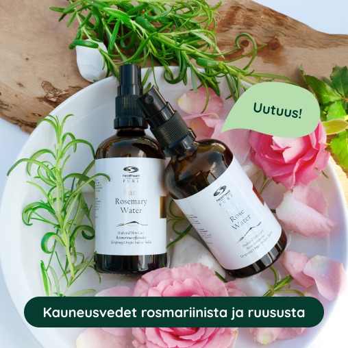 Ravinteikkaat kauneusvedet rosmariinista ja ruususta